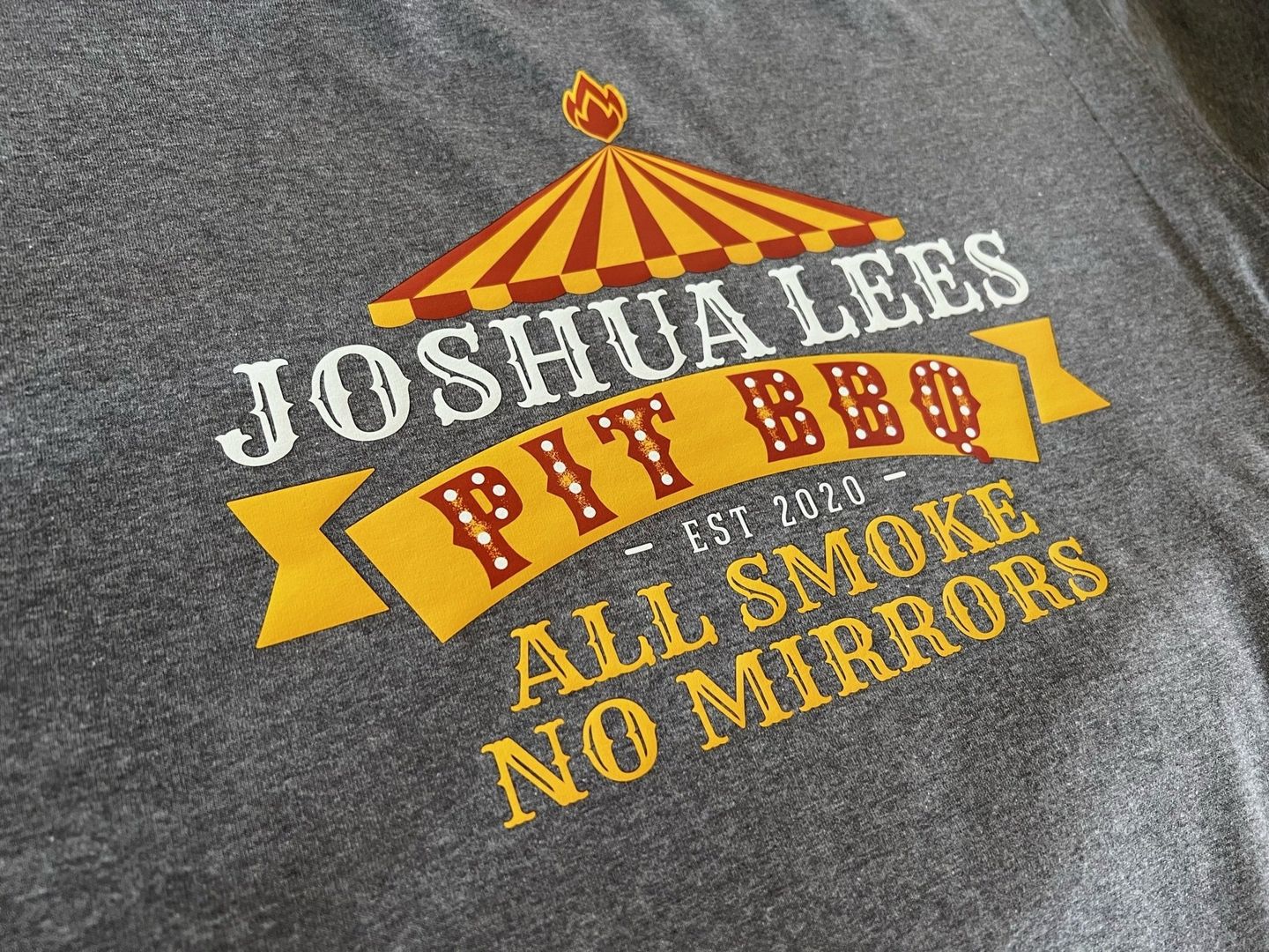 Joshua Lees Pit BBQ branded shirt